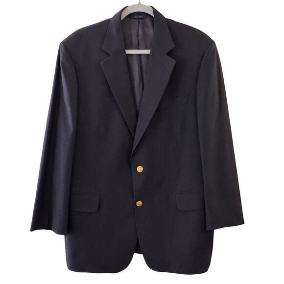 Brooks Brothers x Loro Piana Wool Brooksease Blue Blazer Coat Gold Buttons 42R - Picture 2 of 14